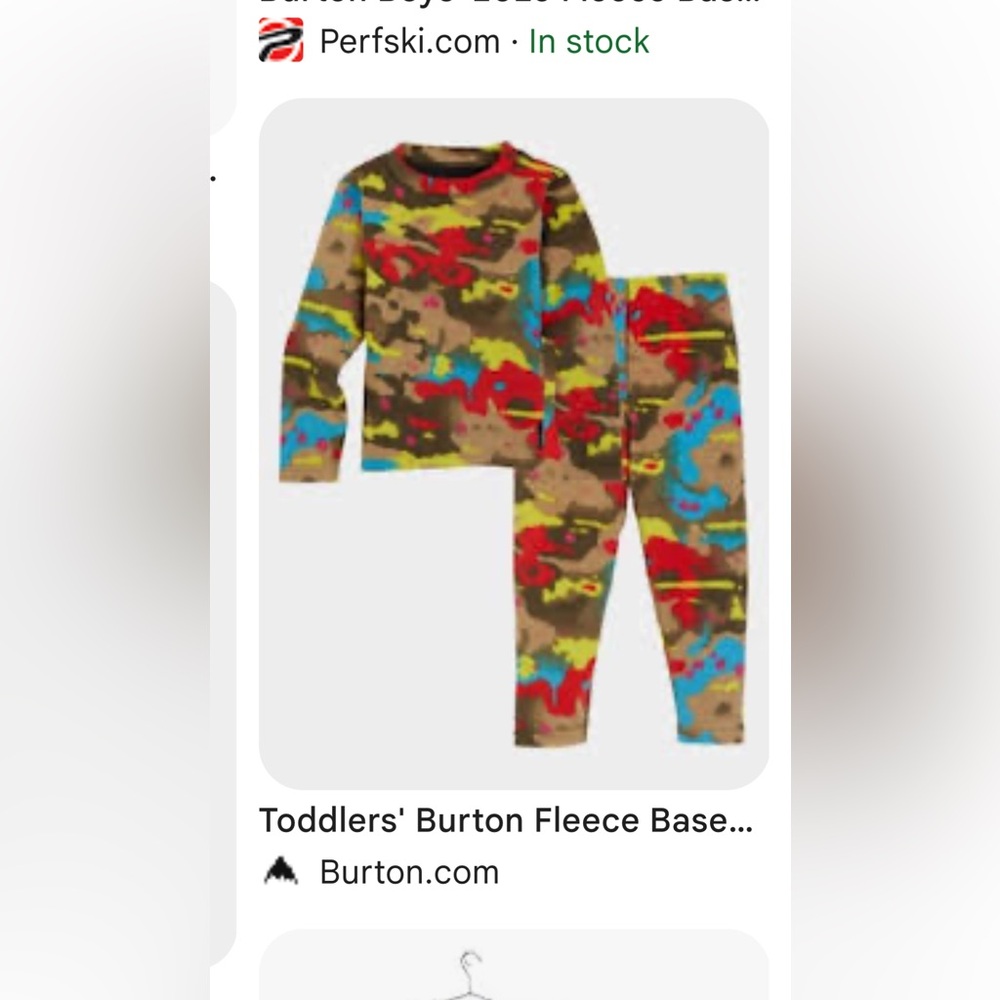 Burton kids size 5 baselayer (top and bottom)